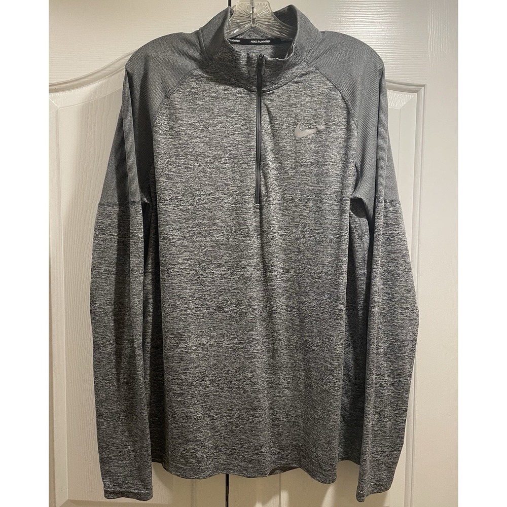 Nike Running Dri-FIT 1/4 Zip Performance Pullover Men's Large Gray Heather